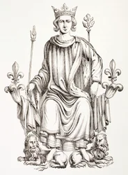 König Karl VI. von Frankreich auf seinem Thron, aus 